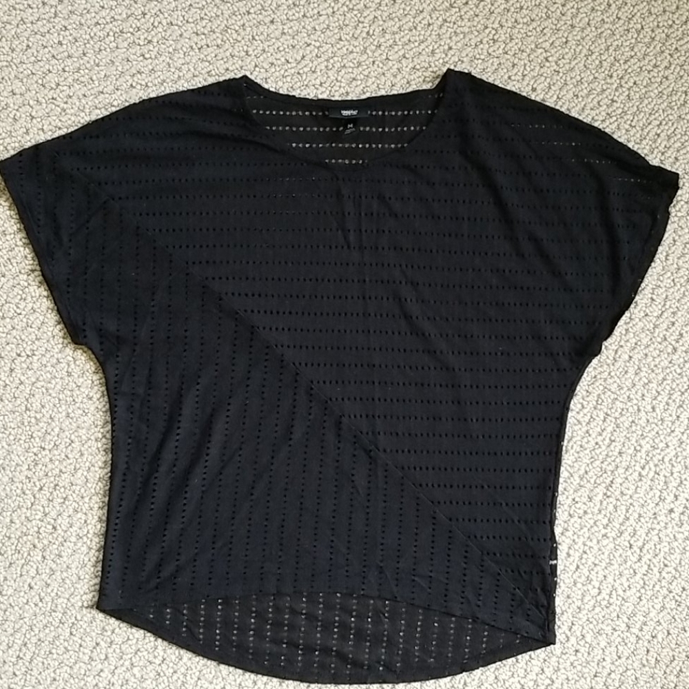 Short Sleeve Black Cut-out Dolman Tee